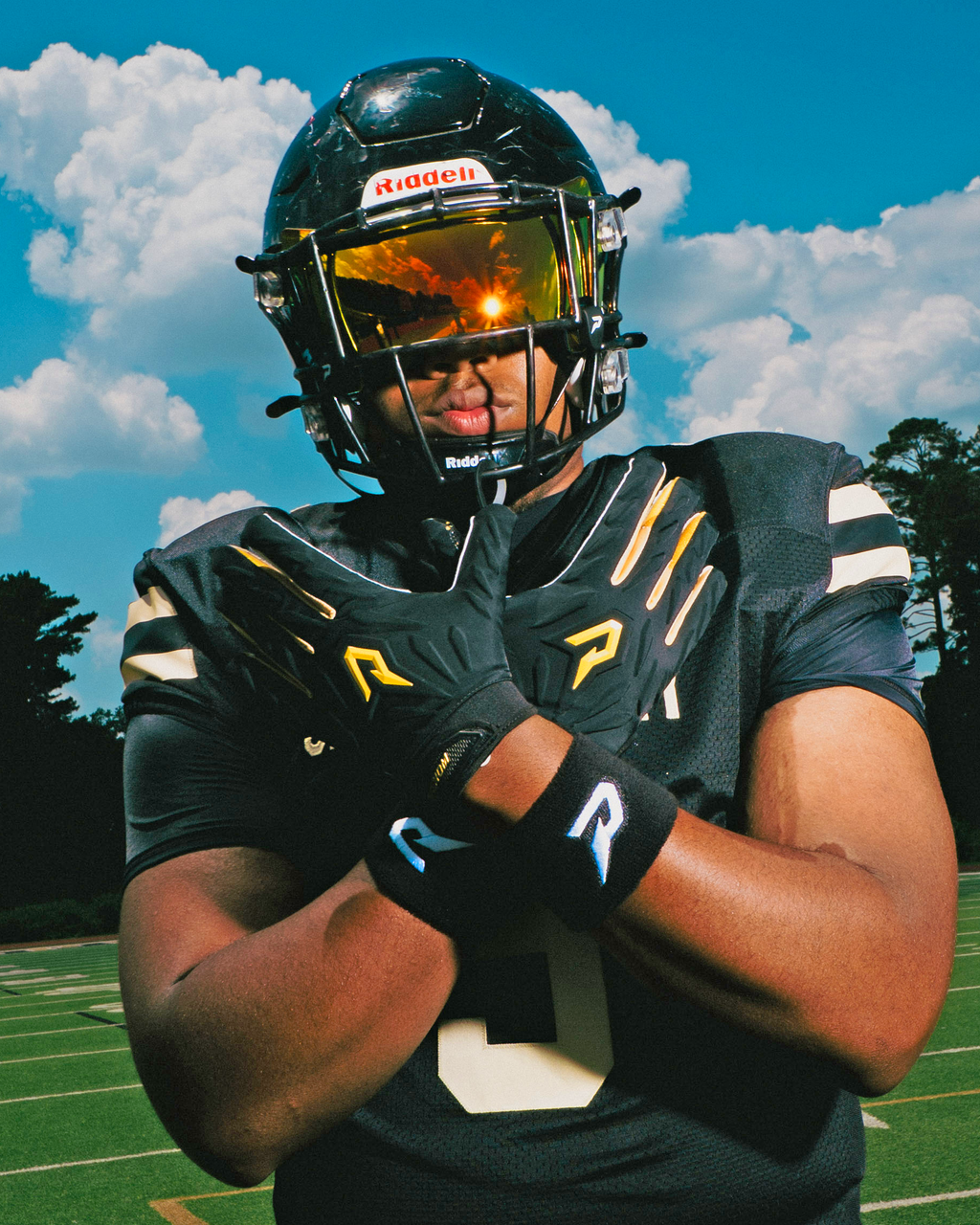Phenom Elite Quantum Fierce Youth & Adult Padded Football Gloves - Gold Rush Black