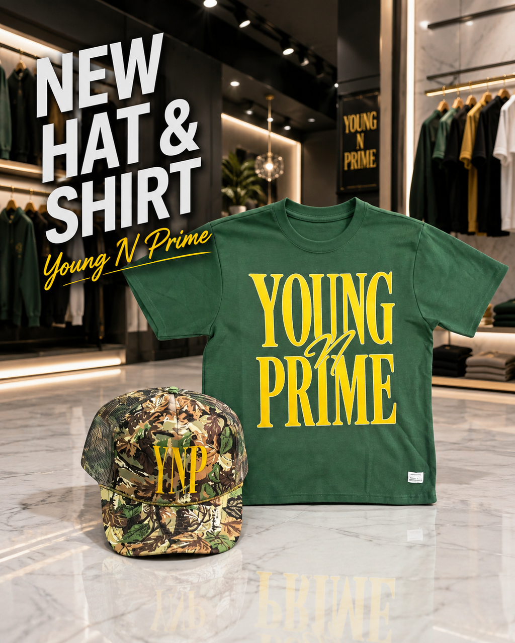 YNP TEE and Camo Hat