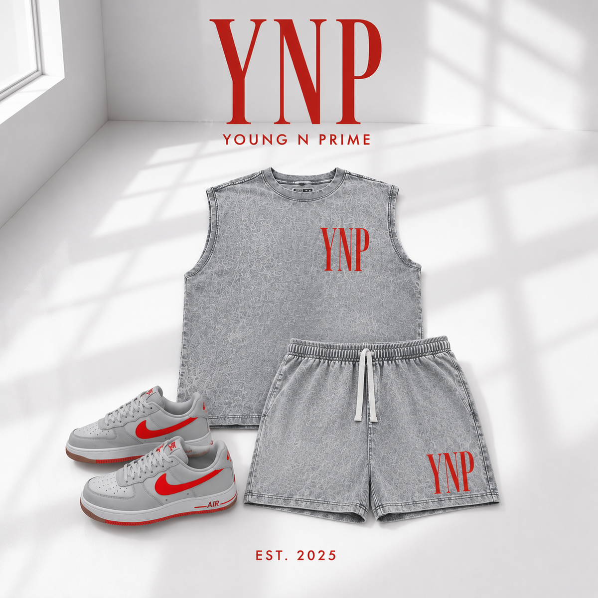 YNP Acid Wash Sleeveless Short Set