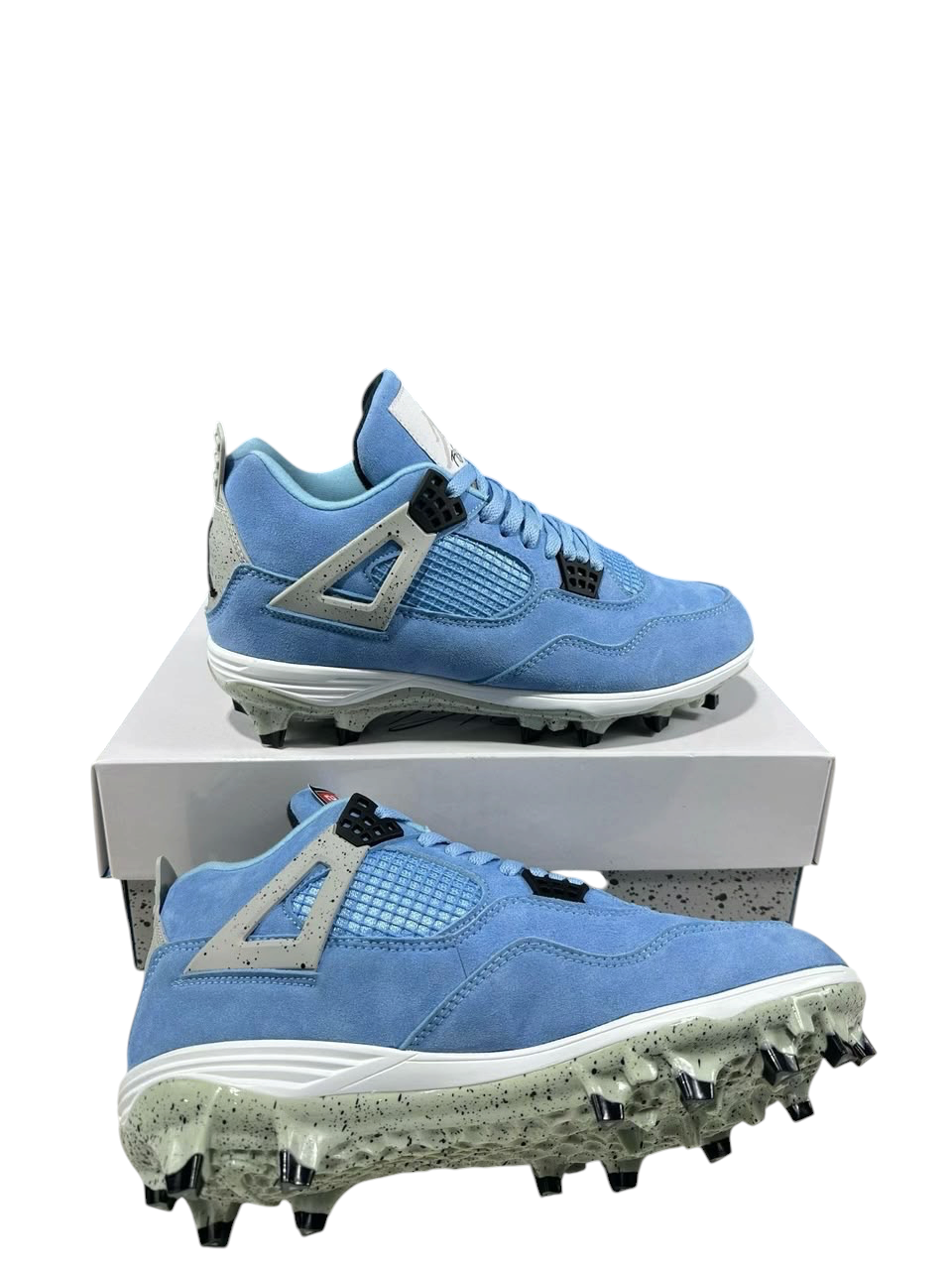 Mens Custom Air Jordan 4 University Blue Football Cleats