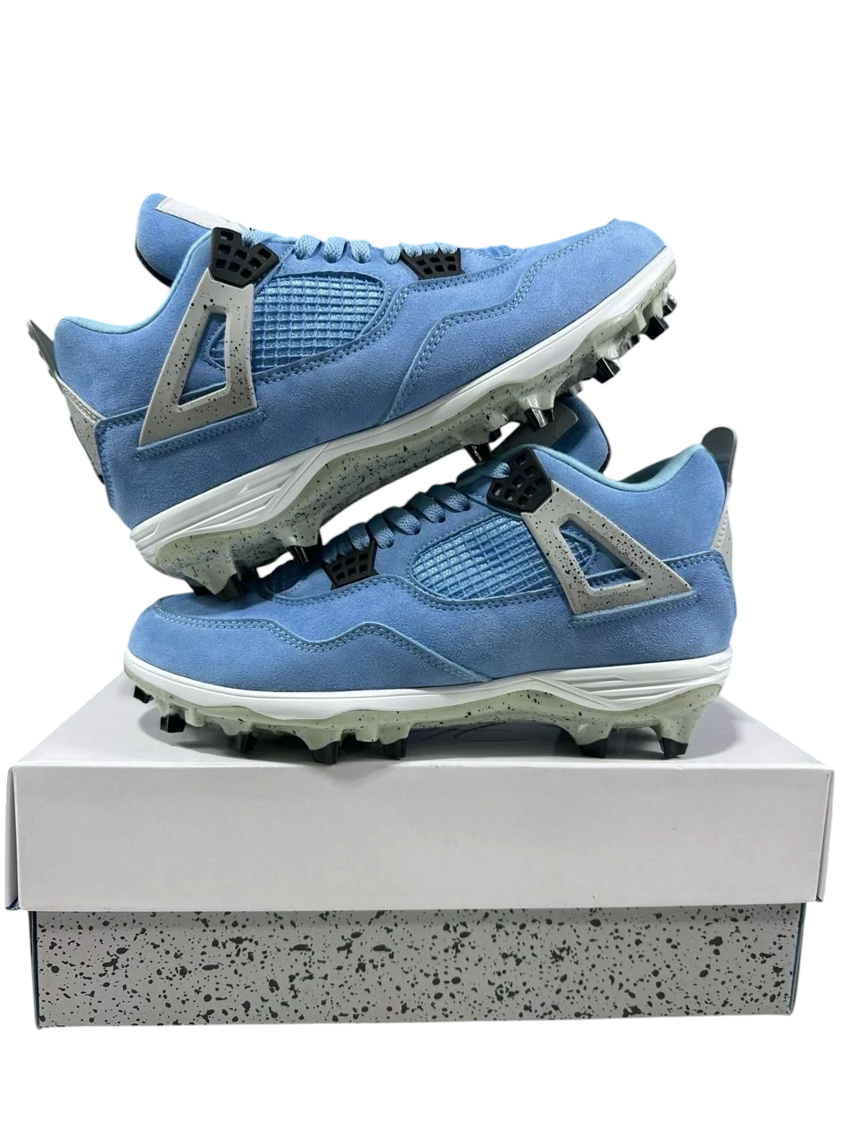 Mens Custom Air Jordan 4 University Blue Football Cleats