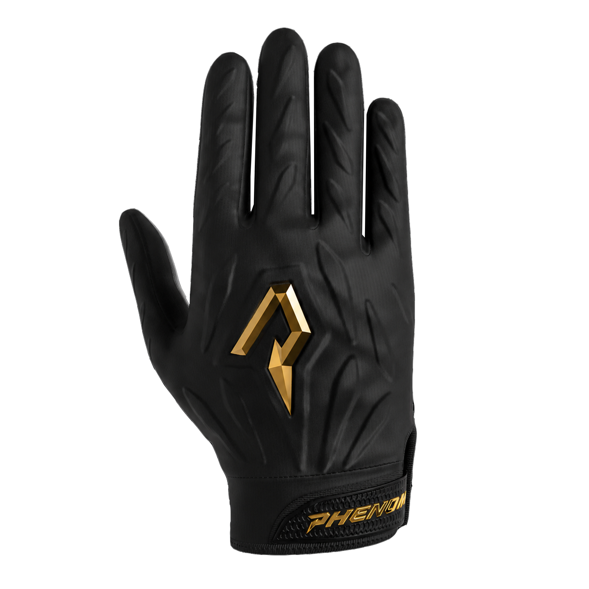 Phenom Elite Quantum Fierce Youth & Adult Padded Football Gloves - Gold Rush Black
